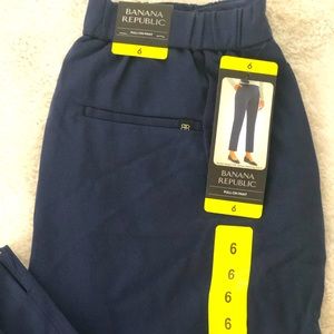 Banana Republic Pull On Pants Womens Size 6 Blue Stretch Ankle Crop NWT